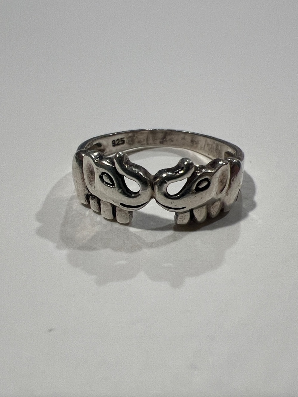 Sterling Silver Double Elephant Ring